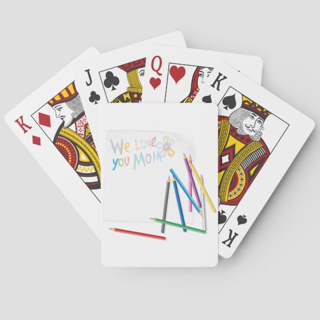 We Love You Mom Hand-Drawn Crayon Art Poker Cards (Back)