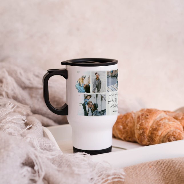 We Love You Mom | Modern 6 Photo Collage Travel Mug