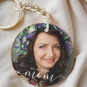 We Love You Mom Modern Classic Photo Keychain
