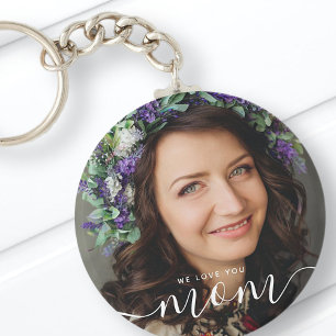 We Love You Mom Modern Classic Photo Keychain