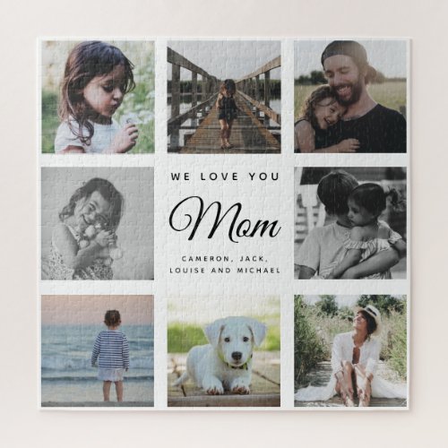 WE LOVE YOU MOM Modern Family Photo Collage Jigsaw Puzzle
