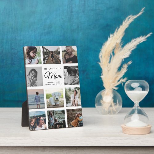 WE LOVE YOU MOM Modern Instagram Photo Collage Plaque