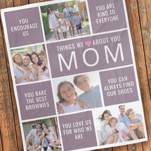 We Love You Mom Mothers Day Photo Collage Fleece Blanket