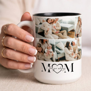 We Love You Mom Personalized Mother Photo Collage Two-Tone Coffee Mug
