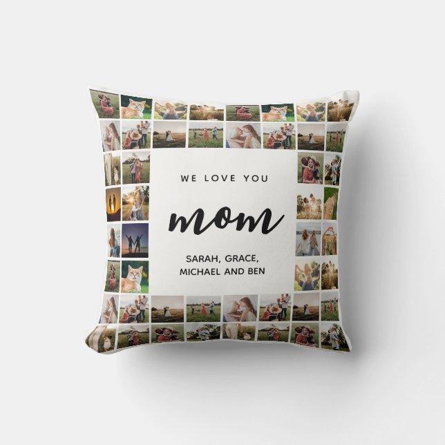 We Love You Mom Personalized Photo Collage  Throw Pillow (Front)