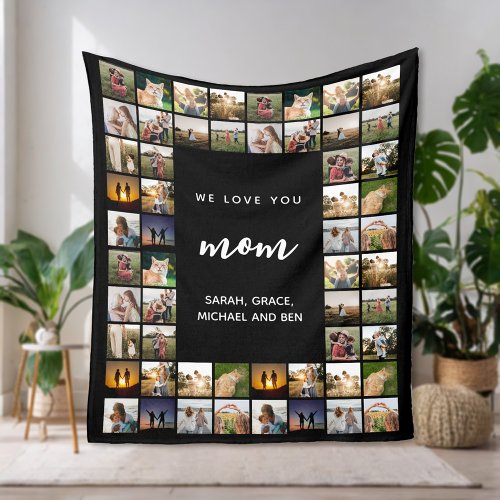 We Love You Mom Photo Collage Fleece Blanket