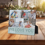 'We Love You' Mom Photo Collage | Personalized Plaque<br><div class="desc">Let your mom know how much you love her with this modern custom photo collage plaque. Simply upload 6 of your most precious photos from your computer or phone. Featuring the text 'WE LOVE YOU' the word 'Mom'' in contemporary handwritten script, and a short message. Personalize the photo plaque with...</div>