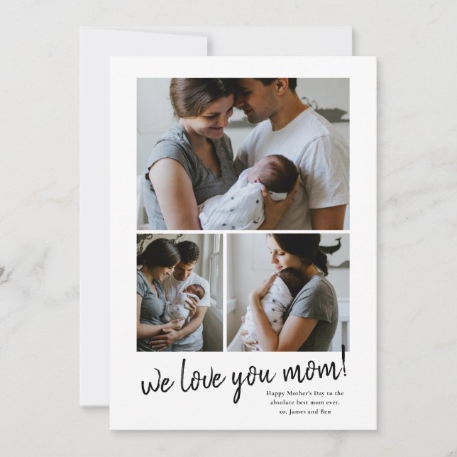 we love you mom photo Mother's Day card (Front)