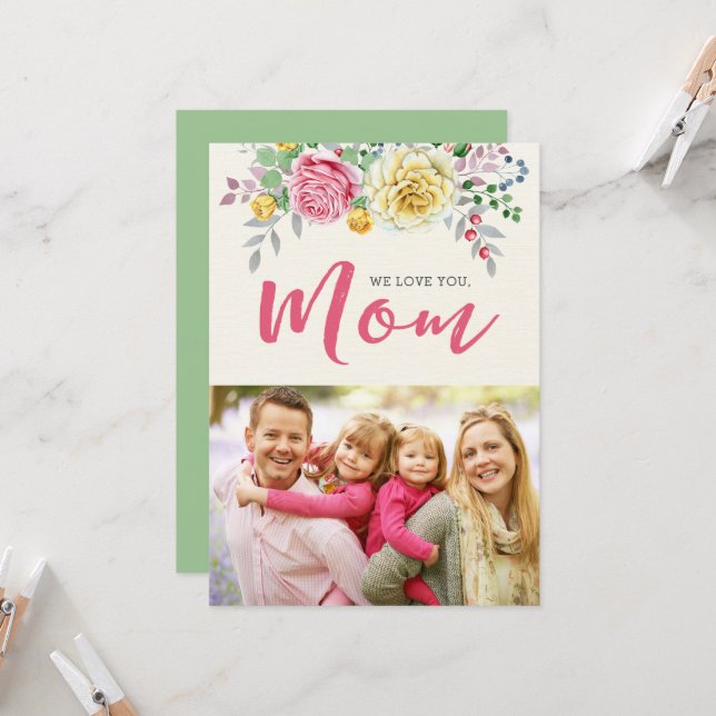 We Love You, Mom | Photo Mother's Day Flat Card (Front/Back In Situ)