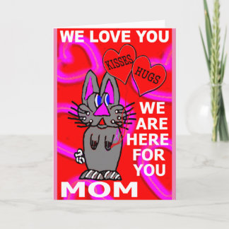We Love You Mom Pink Ribbon Breast Cancer Card