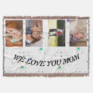 We Love You Mom Starlit Photo Banner Design Throw Blanket