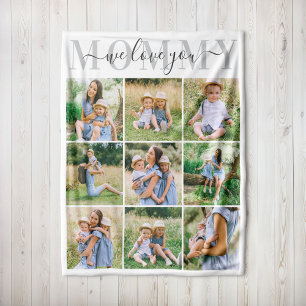 We Love You Mommy Gray Photo Collage Fleece Blanket
