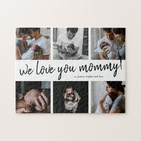 We Love You Mommy Modern 6 Photo Collage Mother's Jigsaw Puzzle