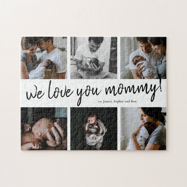 We Love You Mommy Modern 6 Photo Collage Mother's Jigsaw Puzzle (Horizontal)