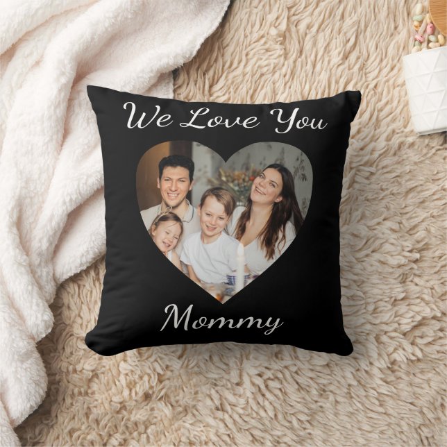 We Love you Mommy Mothers Day Custom Heart photo   Throw Pillow (Blanket)