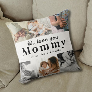 We Love You Mommy Personalized Photo Collage Throw Pillow