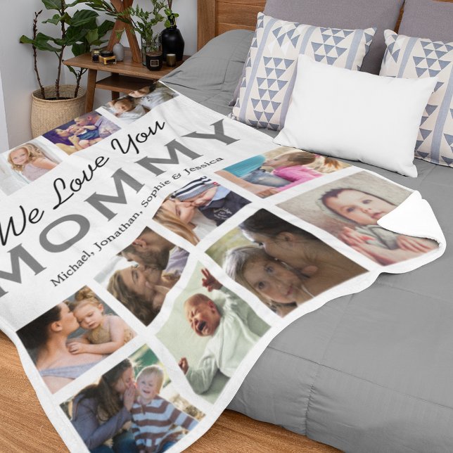 We Love You Mommy Photo Collage Fleece Blanket (Creator Uploaded)