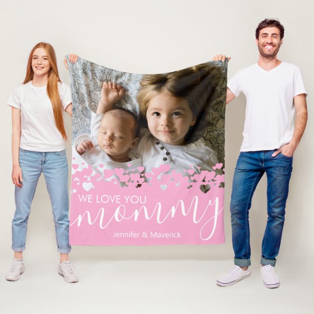 We Love You Mommy Photo Fleece Blanket (In Situ)