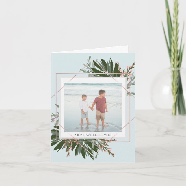 We Love You Mother's Day Floral Personalized Photo Holiday Card (Front)