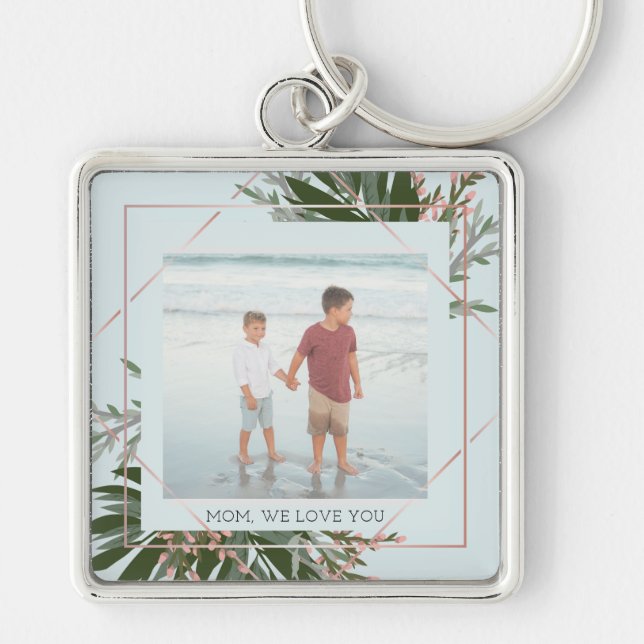 We Love You Mother's Day Floral Personalized Photo Keychain (Front)