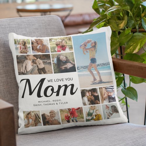 We Love You Mothers Day Multi_Photo Throw Pillow