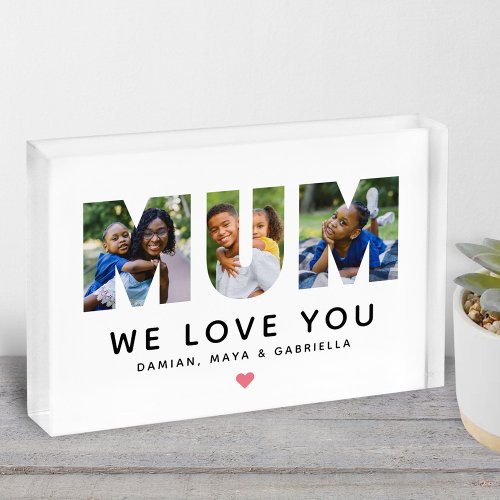 We Love You Mum Personalized Collage Photo Block