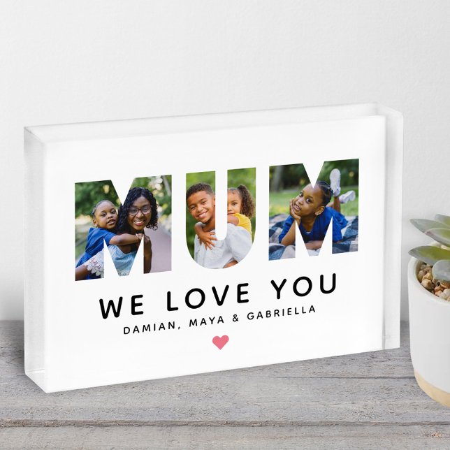 We Love You Mum Personalized Collage Photo Block (Creator Uploaded)
