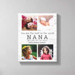 We Love You Nana 4 Photo Collage Gray Wood  Canvas Print