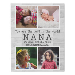 We Love You Nana 4 Photo Collage Gray Wood Faux Canvas Print