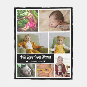 We Love You Nana 7 Photo Collage Grandchildren Fleece Blanket