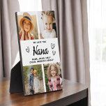 We Love You Nana Family Modern Photo Collage Plaque<br><div class="desc">The Nana We Love You Heart Modern Photo Collage Plaque is a touching and personalized gift that showcases your love for your grandmother. This beautifully designed plaque features a heart-shaped photo collage, allowing you to add your favorite family pictures in a modern and stylish layout. The heartfelt "We Love You,...</div>