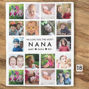 We Love You Nana Grandchildren 18 Photo Collage Fleece Blanket