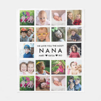 We Love You Nana Grandchildren 18 Photo Collage Fleece Blanket