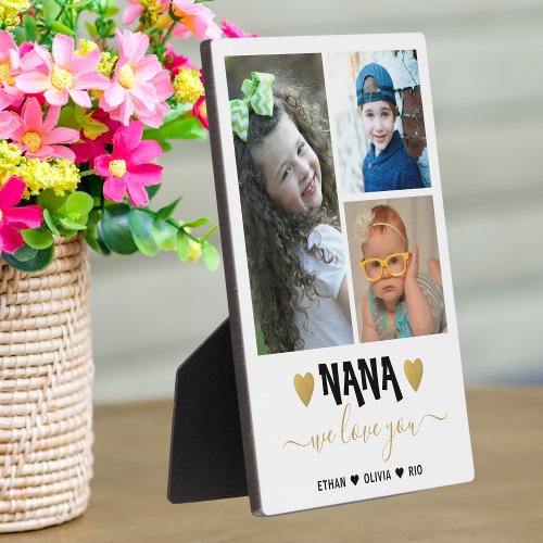 We Love You Nana Grandkids 3 Photo Collage   Plaque