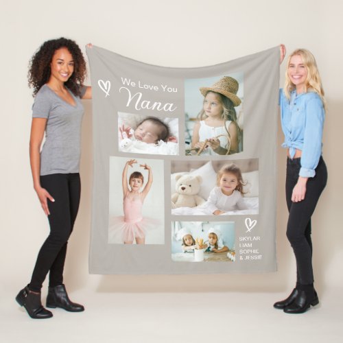 We Love You Nana Grandkids Photo Collage Keepsake Fleece Blanket