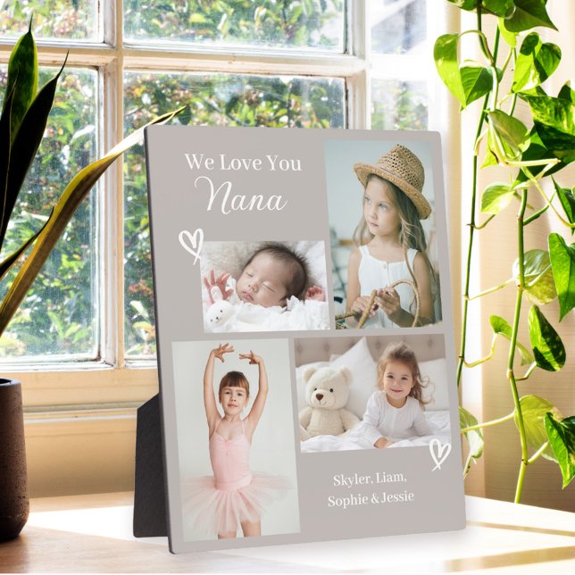 We Love You Nana Grandkids Photo Collage Plaque (Personalize with your selected photos and text.)