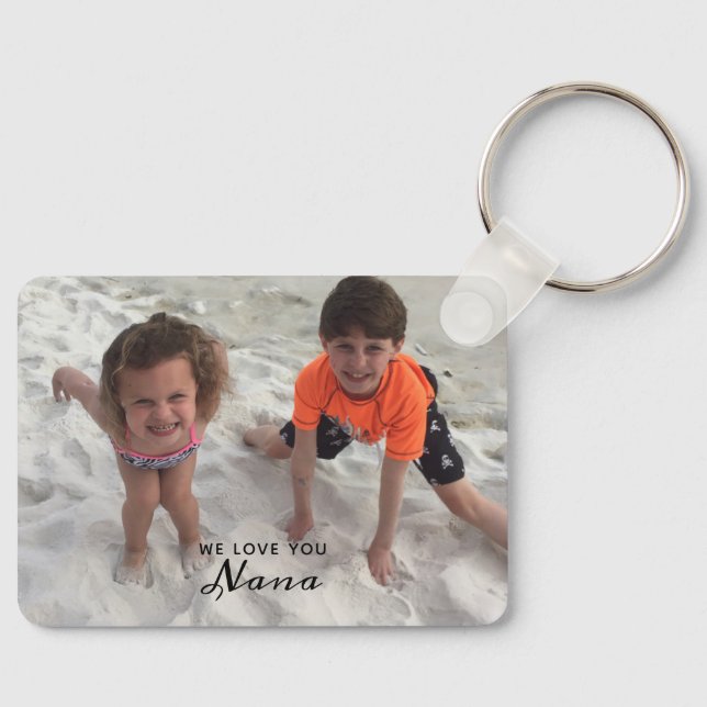 We Love You Nana Grandkids Photo Custom Keychain (Front)
