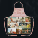 WE LOVE YOU NANA Grandmother Photo Collage Pink Apron<br><div class="desc">We love you Nana! Perfect gift for Mother's Day,  Birthday,  or the Holidays: A modern,  sweet apron customized with ten of your personal favorite photos as well as a message,  names for the best grandmother ever. This is the dusty pink and white striped version.</div>