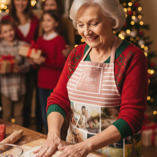 WE LOVE YOU NANA Grandmother Photo Collage Pink Apron