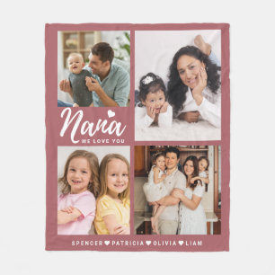 We Love You Nana Heart Grandkids 4 Photo Collage Fleece Blanket