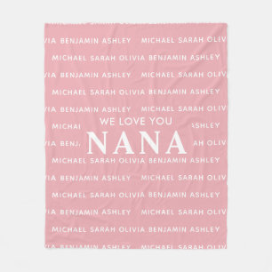 We Love You Nana Personalized Kids Names Fleece Blanket