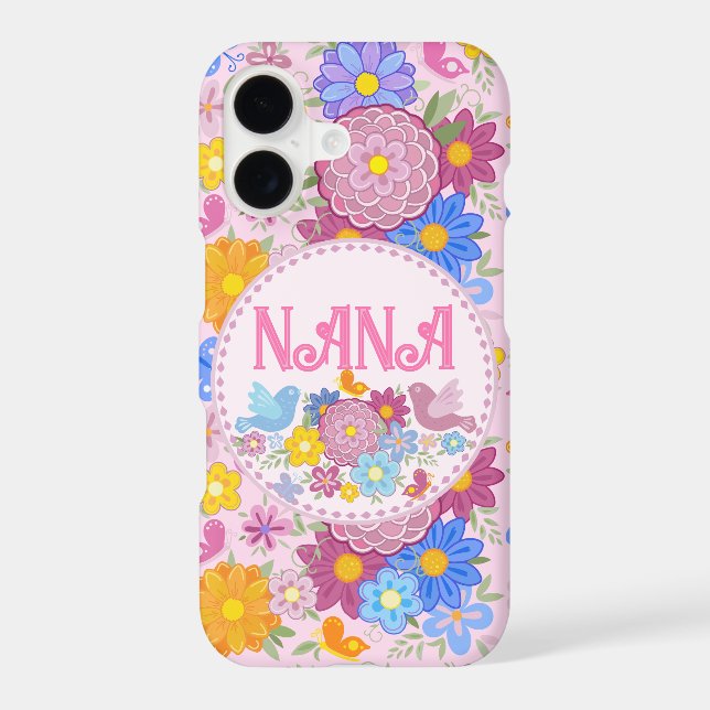 We Love You Nana Personalized wildflowers BOHO iPhone Case (Back)