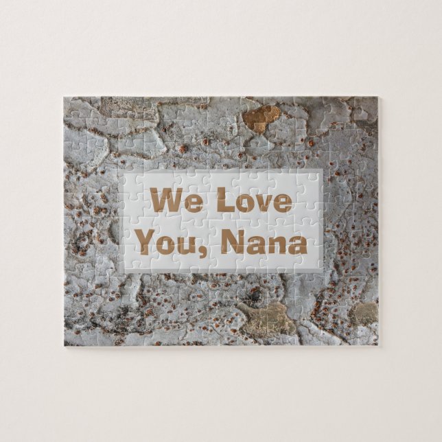 We Love You Nana Tree Bark Photo Rustic Outdoor Jigsaw Puzzle (Horizontal)