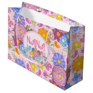 We Love You Nana wildflowers BOHO Personalized Large Gift Bag