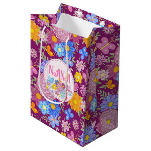 We Love You Nana wildflowers BOHO Personalized Medium Gift Bag
