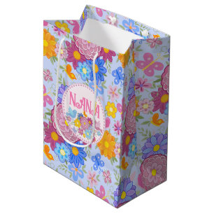 We Love You Nana wildflowers BOHO Personalized Medium Gift Bag
