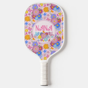 We Love You Nana wildflowers BOHO  Personalized  Pickleball Paddle