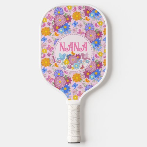 We Love You Nana wildflowers BOHO  Personalized  Pickleball Paddle