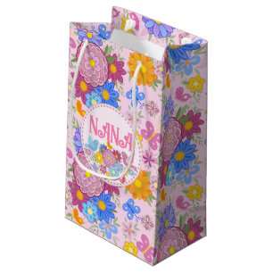 We Love You Nana wildflowers BOHO Personalized Small Gift Bag