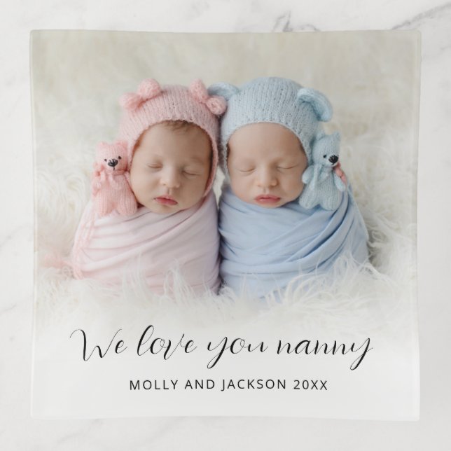 We Love You Nanny Names Year Custom Photo Trinket Tray (Front)